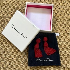 Oscar de la Renta Beaded Tassel Earrings